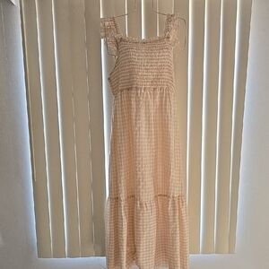 SHEIN Cream Checkered Maxi Dress Size XL